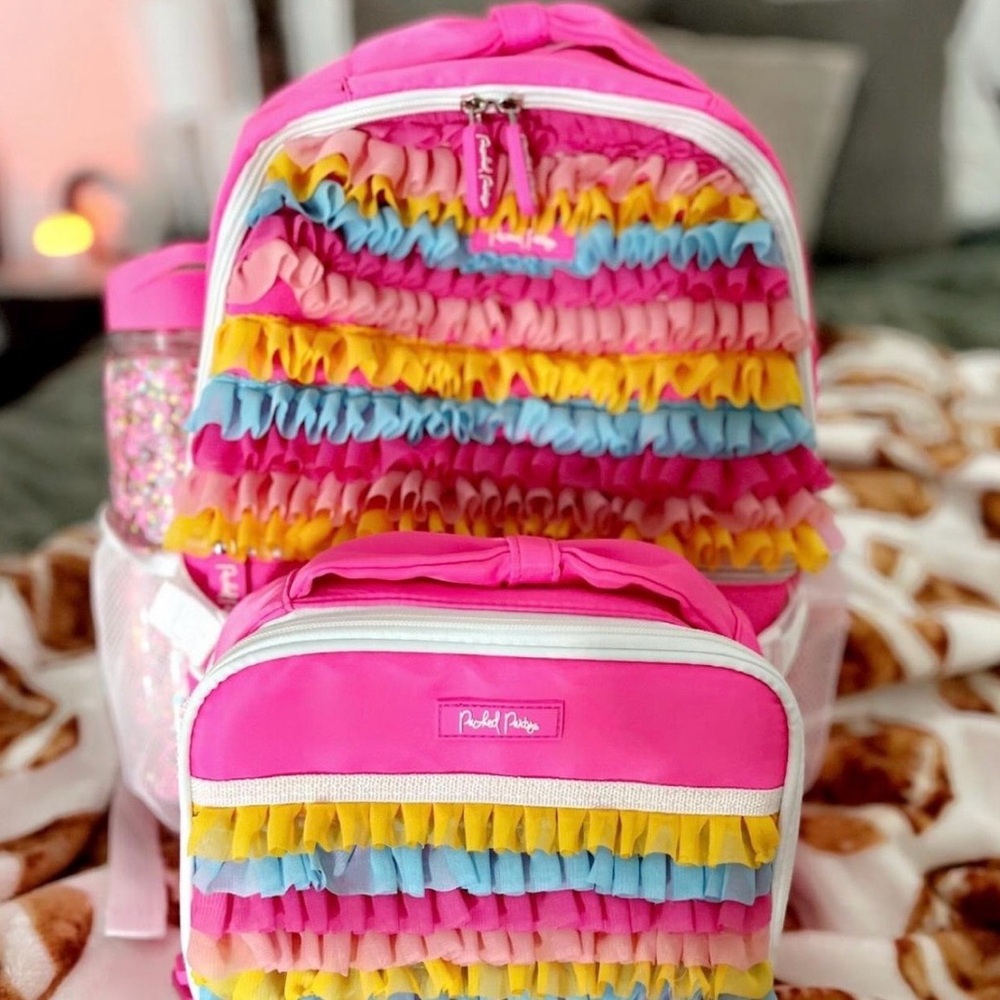Packed Party Colorful Ruffle Backpack and Lunchbox Set